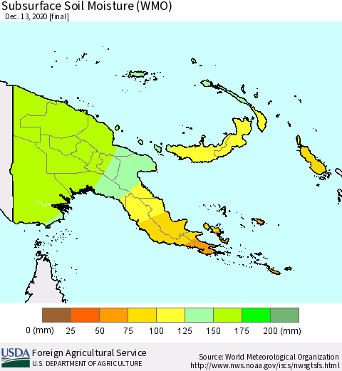 Papua New Guinea Subsurface Soil Moisture (WMO) Thematic Map For 12/7/2020 - 12/13/2020