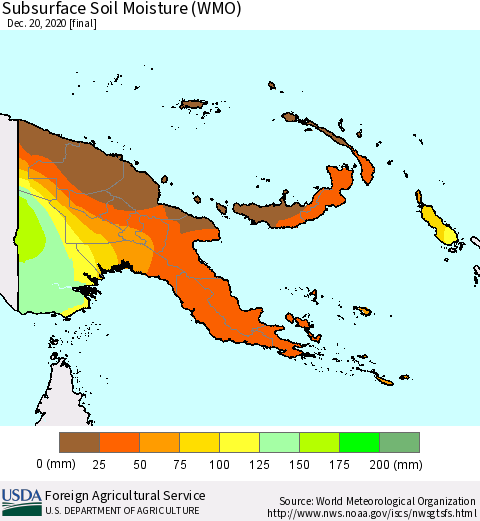 Papua New Guinea Subsurface Soil Moisture (WMO) Thematic Map For 12/14/2020 - 12/20/2020