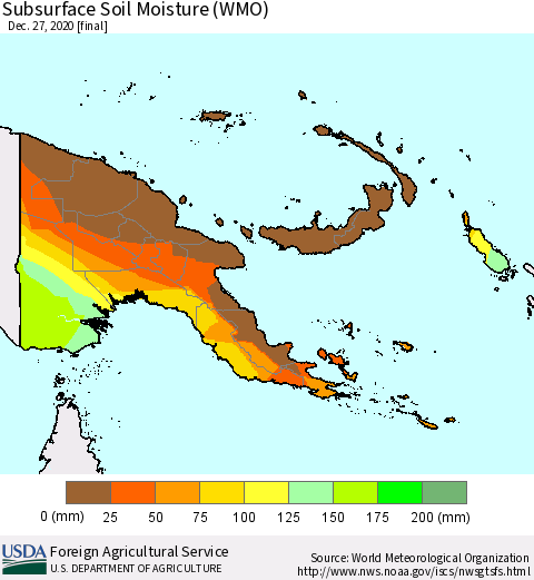 Papua New Guinea Subsurface Soil Moisture (WMO) Thematic Map For 12/21/2020 - 12/27/2020
