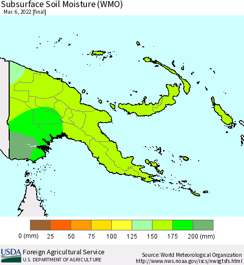 Papua New Guinea Subsurface Soil Moisture (WMO) Thematic Map For 2/28/2022 - 3/6/2022