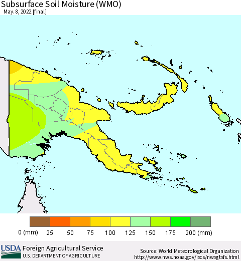 Papua New Guinea Subsurface Soil Moisture (WMO) Thematic Map For 5/2/2022 - 5/8/2022