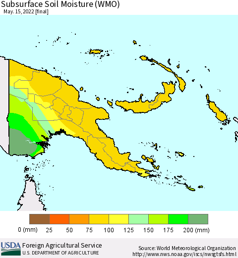 Papua New Guinea Subsurface Soil Moisture (WMO) Thematic Map For 5/9/2022 - 5/15/2022