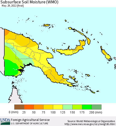 Papua New Guinea Subsurface Soil Moisture (WMO) Thematic Map For 5/23/2022 - 5/29/2022