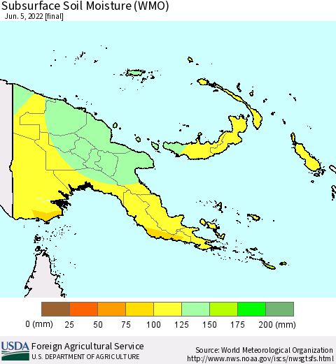 Papua New Guinea Subsurface Soil Moisture (WMO) Thematic Map For 5/30/2022 - 6/5/2022