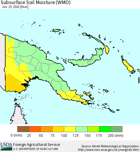 Papua New Guinea Subsurface Soil Moisture (WMO) Thematic Map For 6/13/2022 - 6/19/2022