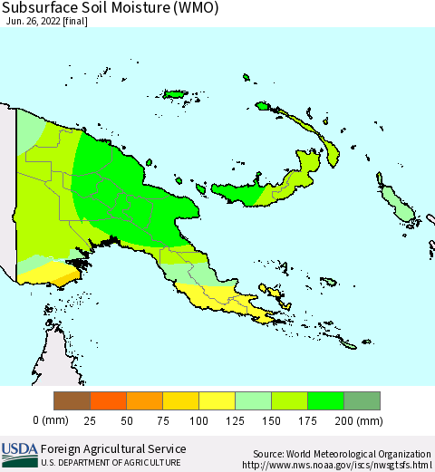 Papua New Guinea Subsurface Soil Moisture (WMO) Thematic Map For 6/20/2022 - 6/26/2022