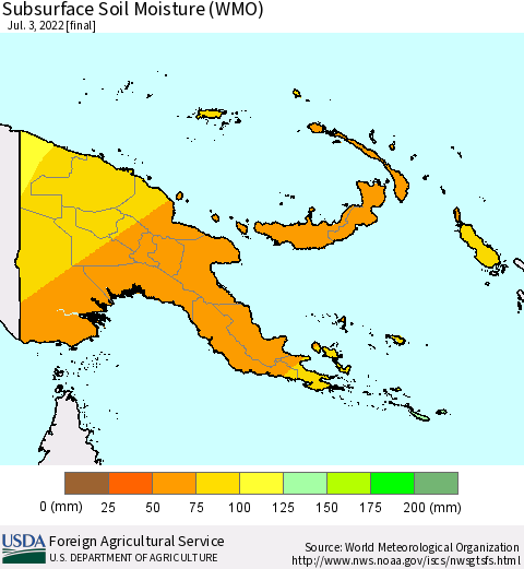Papua New Guinea Subsurface Soil Moisture (WMO) Thematic Map For 6/27/2022 - 7/3/2022