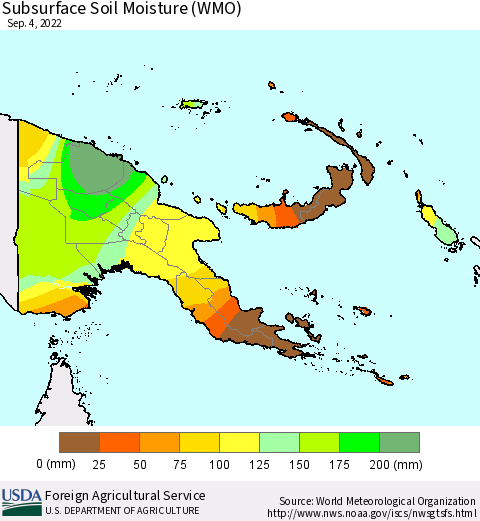 Papua New Guinea Subsurface Soil Moisture (WMO) Thematic Map For 8/29/2022 - 9/4/2022