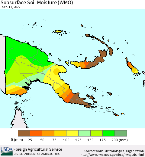 Papua New Guinea Subsurface Soil Moisture (WMO) Thematic Map For 9/5/2022 - 9/11/2022