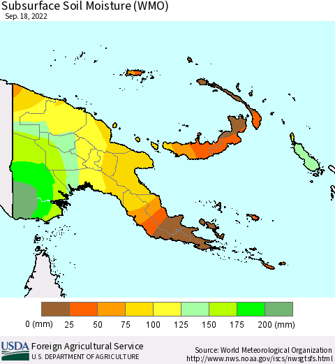 Papua New Guinea Subsurface Soil Moisture (WMO) Thematic Map For 9/12/2022 - 9/18/2022