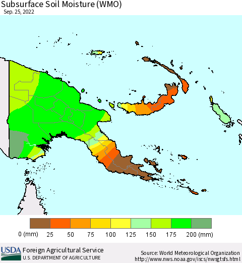 Papua New Guinea Subsurface Soil Moisture (WMO) Thematic Map For 9/19/2022 - 9/25/2022