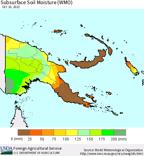 Papua New Guinea Subsurface Soil Moisture (WMO) Thematic Map For 10/10/2022 - 10/16/2022