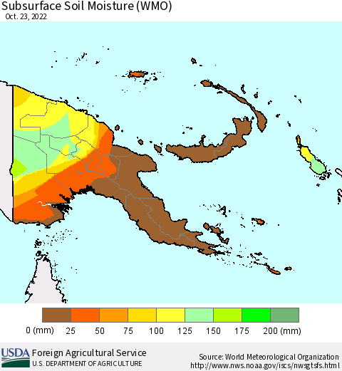 Papua New Guinea Subsurface Soil Moisture (WMO) Thematic Map For 10/17/2022 - 10/23/2022