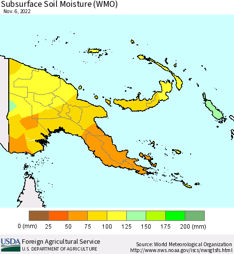 Papua New Guinea Subsurface Soil Moisture (WMO) Thematic Map For 10/31/2022 - 11/6/2022