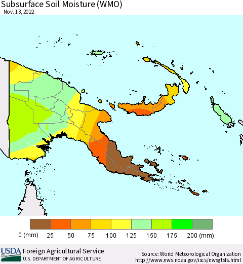 Papua New Guinea Subsurface Soil Moisture (WMO) Thematic Map For 11/7/2022 - 11/13/2022
