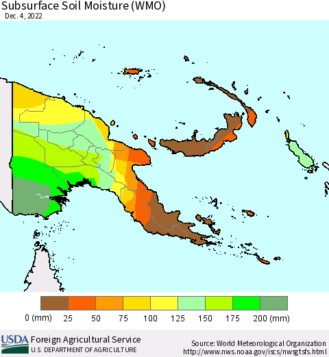 Papua New Guinea Subsurface Soil Moisture (WMO) Thematic Map For 11/28/2022 - 12/4/2022