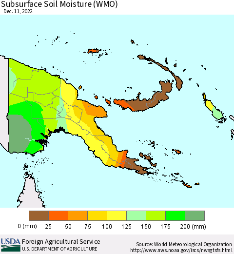 Papua New Guinea Subsurface Soil Moisture (WMO) Thematic Map For 12/5/2022 - 12/11/2022
