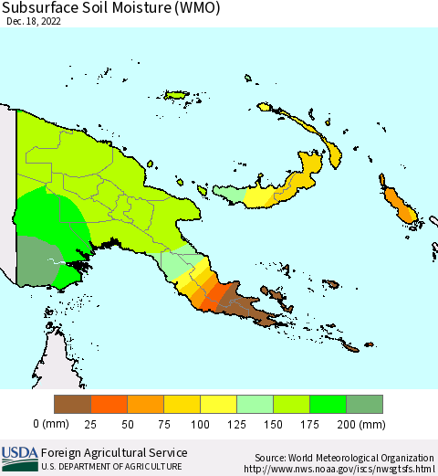 Papua New Guinea Subsurface Soil Moisture (WMO) Thematic Map For 12/12/2022 - 12/18/2022
