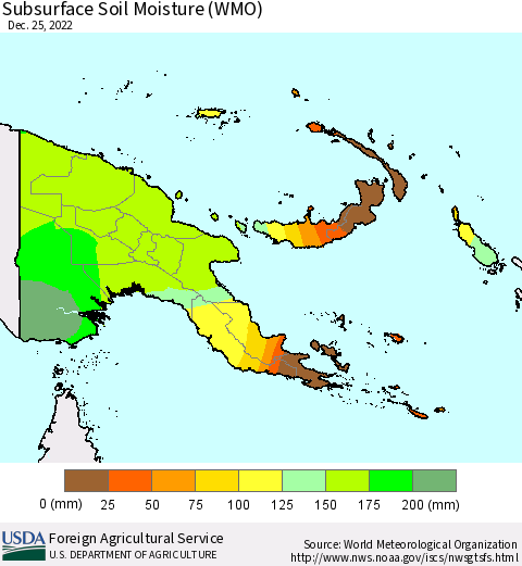 Papua New Guinea Subsurface Soil Moisture (WMO) Thematic Map For 12/19/2022 - 12/25/2022