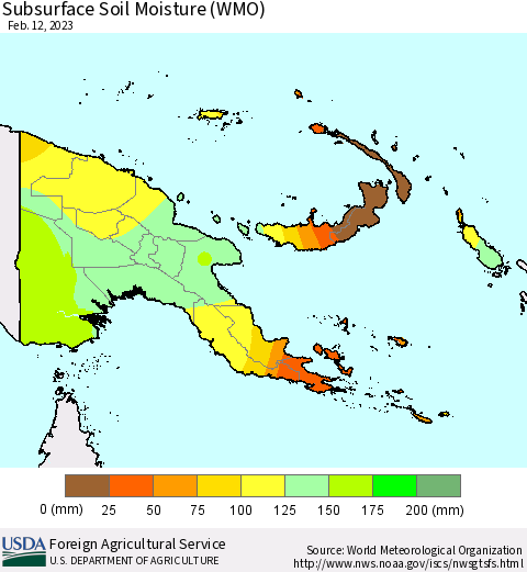 Papua New Guinea Subsurface Soil Moisture (WMO) Thematic Map For 2/6/2023 - 2/12/2023