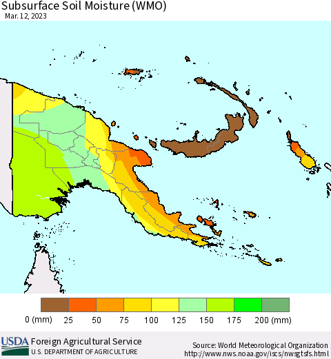 Papua New Guinea Subsurface Soil Moisture (WMO) Thematic Map For 3/6/2023 - 3/12/2023