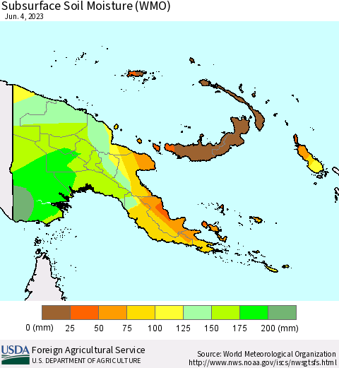 Papua New Guinea Subsurface Soil Moisture (WMO) Thematic Map For 5/29/2023 - 6/4/2023