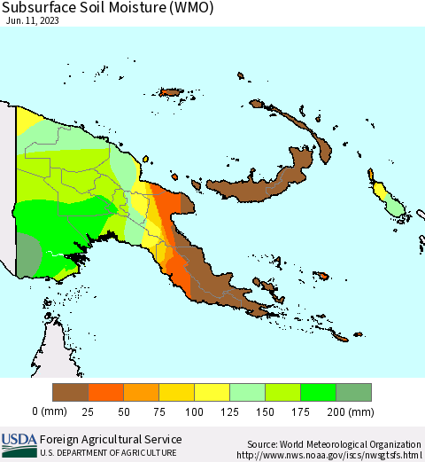 Papua New Guinea Subsurface Soil Moisture (WMO) Thematic Map For 6/5/2023 - 6/11/2023