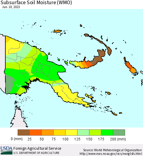 Papua New Guinea Subsurface Soil Moisture (WMO) Thematic Map For 6/12/2023 - 6/18/2023