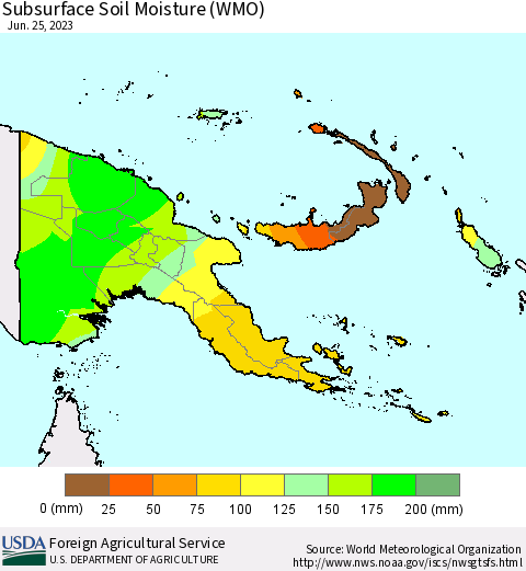 Papua New Guinea Subsurface Soil Moisture (WMO) Thematic Map For 6/19/2023 - 6/25/2023