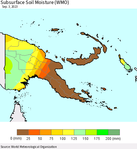 Papua New Guinea Subsurface Soil Moisture (WMO) Thematic Map For 8/28/2023 - 9/3/2023