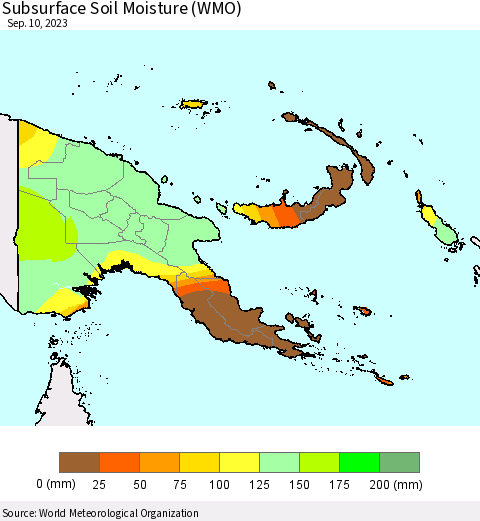 Papua New Guinea Subsurface Soil Moisture (WMO) Thematic Map For 9/4/2023 - 9/10/2023