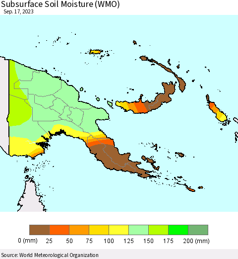 Papua New Guinea Subsurface Soil Moisture (WMO) Thematic Map For 9/11/2023 - 9/17/2023