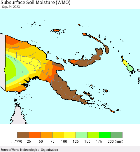 Papua New Guinea Subsurface Soil Moisture (WMO) Thematic Map For 9/18/2023 - 9/24/2023