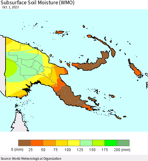 Papua New Guinea Subsurface Soil Moisture (WMO) Thematic Map For 9/25/2023 - 10/1/2023