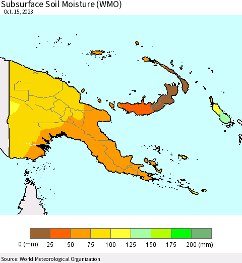 Papua New Guinea Subsurface Soil Moisture (WMO) Thematic Map For 10/9/2023 - 10/15/2023