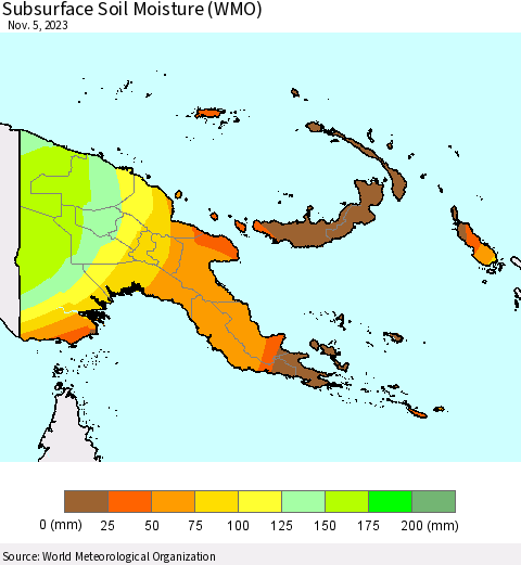 Papua New Guinea Subsurface Soil Moisture (WMO) Thematic Map For 10/30/2023 - 11/5/2023