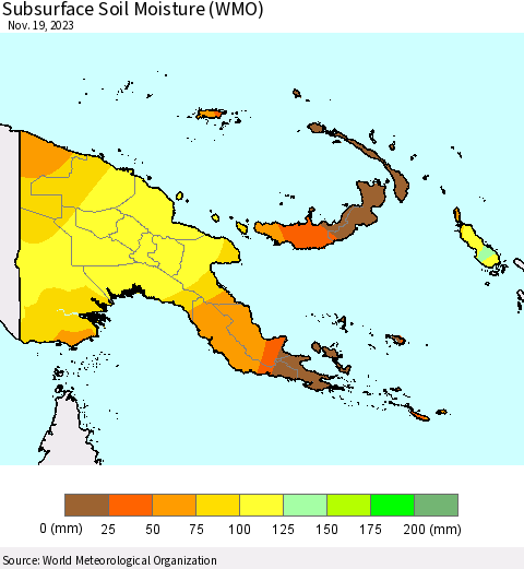Papua New Guinea Subsurface Soil Moisture (WMO) Thematic Map For 11/13/2023 - 11/19/2023