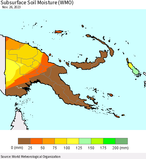 Papua New Guinea Subsurface Soil Moisture (WMO) Thematic Map For 11/20/2023 - 11/26/2023