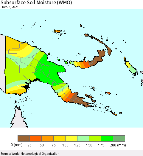 Papua New Guinea Subsurface Soil Moisture (WMO) Thematic Map For 11/27/2023 - 12/3/2023