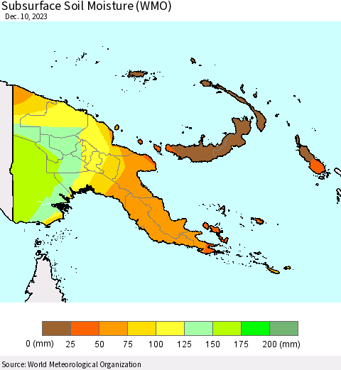 Papua New Guinea Subsurface Soil Moisture (WMO) Thematic Map For 12/4/2023 - 12/10/2023