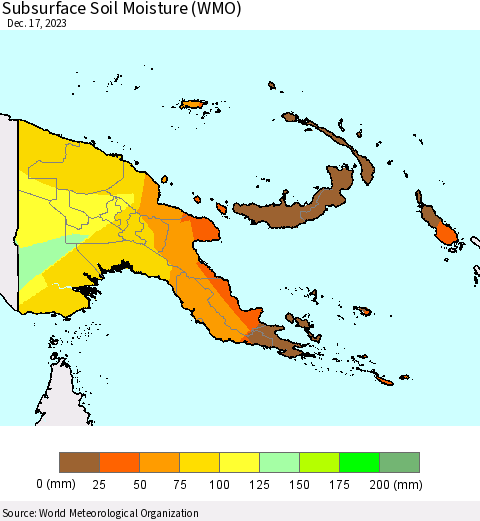 Papua New Guinea Subsurface Soil Moisture (WMO) Thematic Map For 12/11/2023 - 12/17/2023