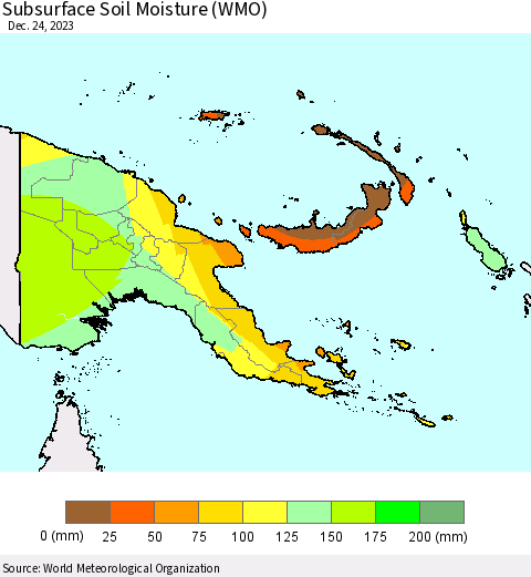 Papua New Guinea Subsurface Soil Moisture (WMO) Thematic Map For 12/18/2023 - 12/24/2023