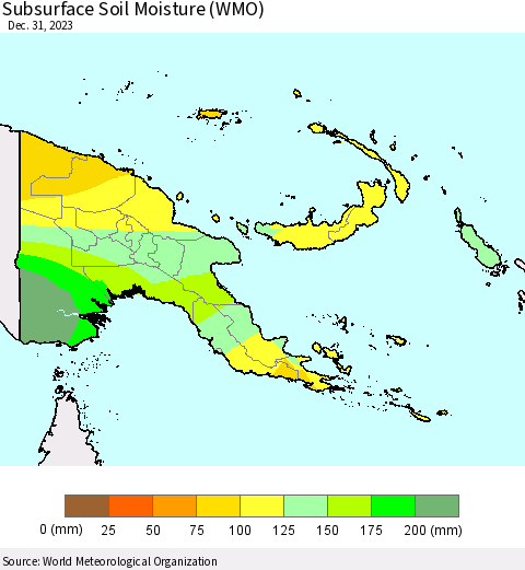 Papua New Guinea Subsurface Soil Moisture (WMO) Thematic Map For 12/25/2023 - 12/31/2023