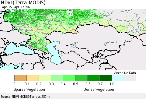 Russian Federation NDVI (Terra-MODIS) Thematic Map For 4/15/2021 - 4/22/2021