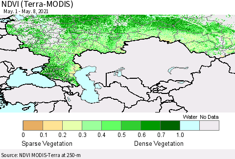 Russian Federation NDVI (Terra-MODIS) Thematic Map For 5/1/2021 - 5/8/2021