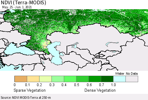 Russian Federation NDVI (Terra-MODIS) Thematic Map For 5/25/2021 - 6/1/2021
