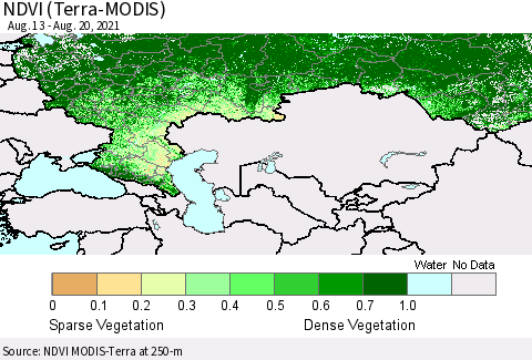 Russian Federation NDVI (Terra-MODIS) Thematic Map For 8/13/2021 - 8/20/2021
