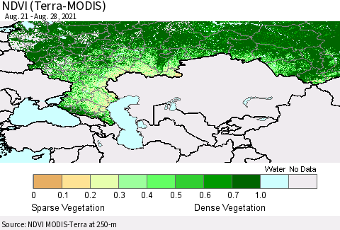 Russian Federation NDVI (Terra-MODIS) Thematic Map For 8/21/2021 - 8/28/2021
