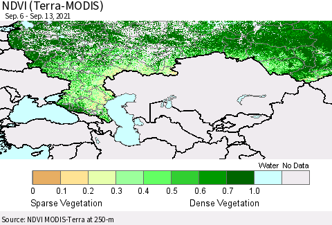 Russian Federation NDVI (Terra-MODIS) Thematic Map For 9/6/2021 - 9/13/2021