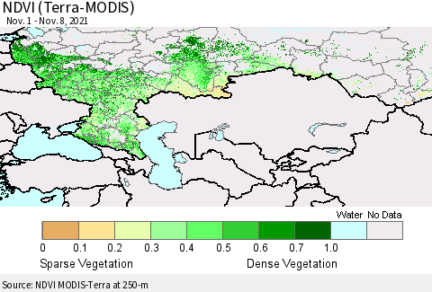 Russian Federation NDVI (Terra-MODIS) Thematic Map For 11/1/2021 - 11/8/2021